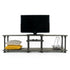 Industrieel tv meubel stijlvol met zwart houten legplanken en metalen frame op witte achtergrond