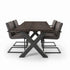 Industriële eiken eettafel Storm met zwart (black) tafelblad en stalen X-poot