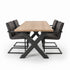 Industriële eiken eettafel Storm met white eiken tafelblad en robuuste stalen X-poot