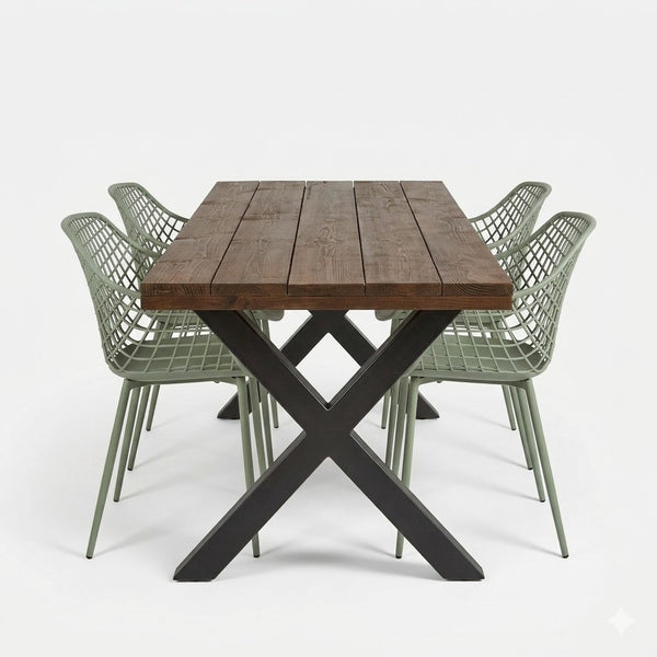 Industriële tuintafel X poot