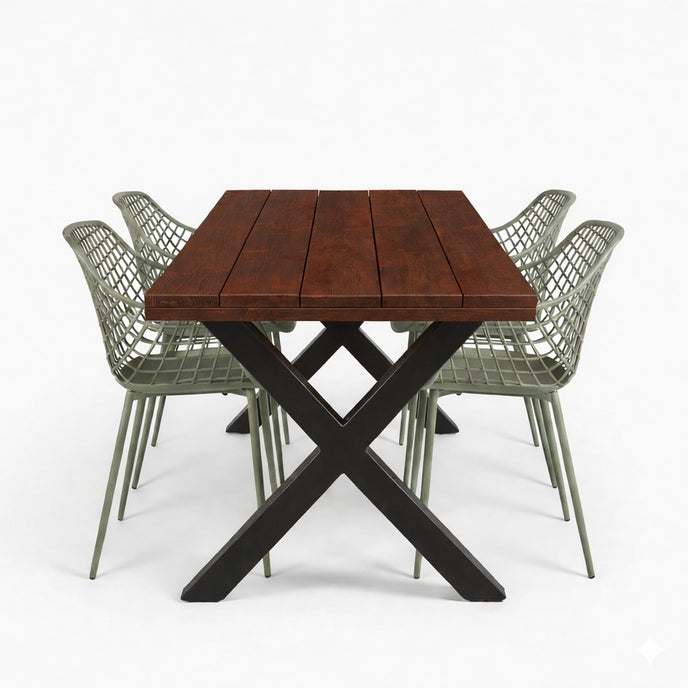 Industriële tuintafel X poot