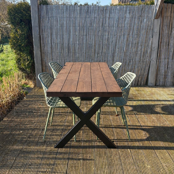 Industriële tuintafel X poot