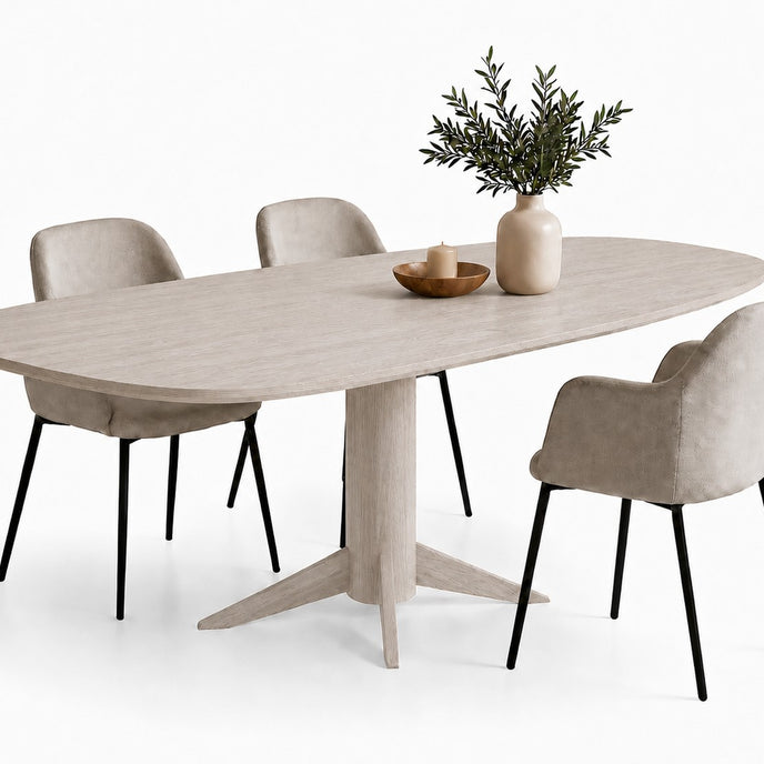 Eettafel Deens Ovaal Nexus in witte houtafwerking met modern design