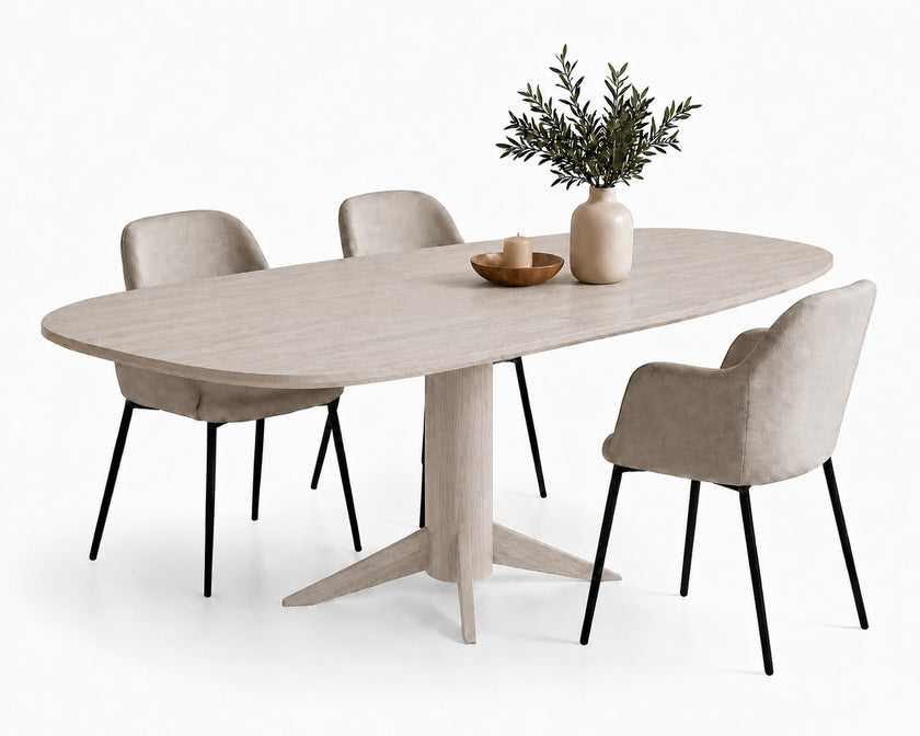 Eettafel Deens Ovaal Nexus in witte houtafwerking met modern design