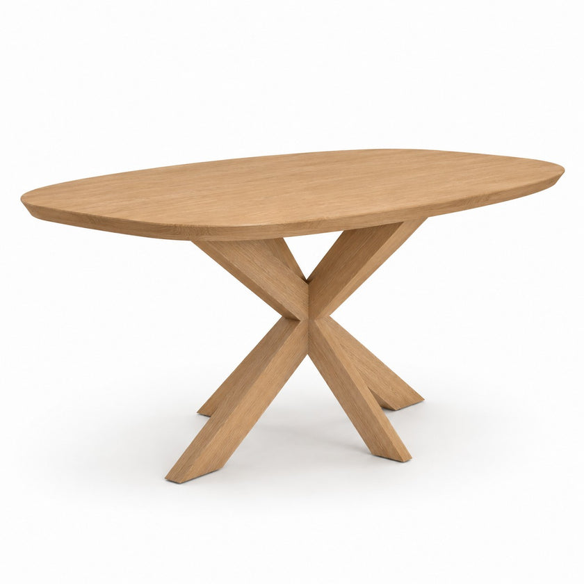 Eettafel Deens ovaal Pillar van eikenhout met houten X-poot in kleur Naturel