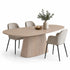 eettafel deens ovaal pivot behandeld met white waarbij je drie stoelen ziet staan.