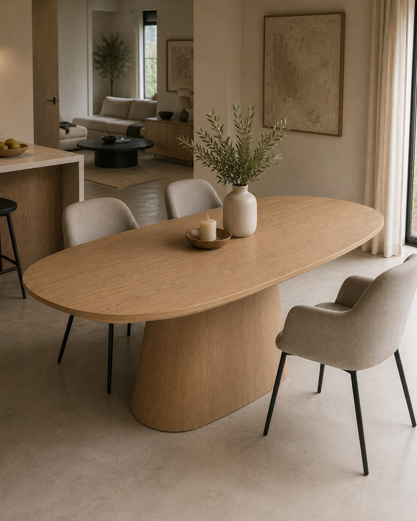 eettafel deens ovaal pivot in een keuken met 3 stoelen