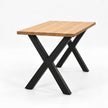 Hoge bartafel Denver met 4 cm dik massief eiken blad in naturel en zwart stalen X-poot onderstel.