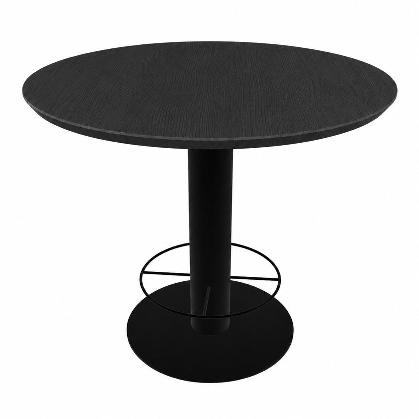 hoge bartafel seattle met een eikenblad in de kleur black en een rond onderstel