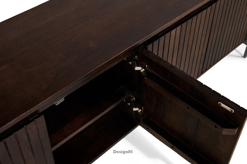 Industrieel TV Meubel Zwart Mokka 210 cm