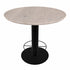 industriele bartafel loft met een ronde stalen poot en een blad van eiken met facetrand in de kleur white. 