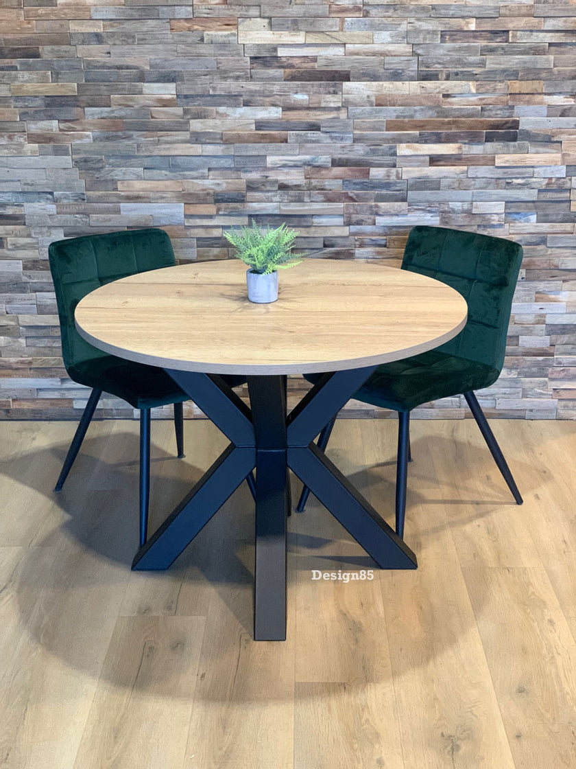 Industriële Eiken Eettafel Rond