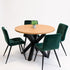 Moderne industriële eiken eettafel rond voor 4 personen met metalen onderstel en natuurlijke houtlook