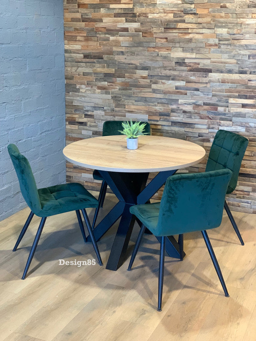 Industriële Eiken Eettafel Rond