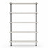 Industriële kast met legplanken van witte  vurenhout en zwart frame