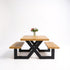 Industriele tuintafel picknick met onehandeld douglas houten blad.