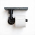 Industriële WC rolhouder Deluxe met zwart gebeitst vurenhouten plankje en zwarte steigerbuizen – Design85.