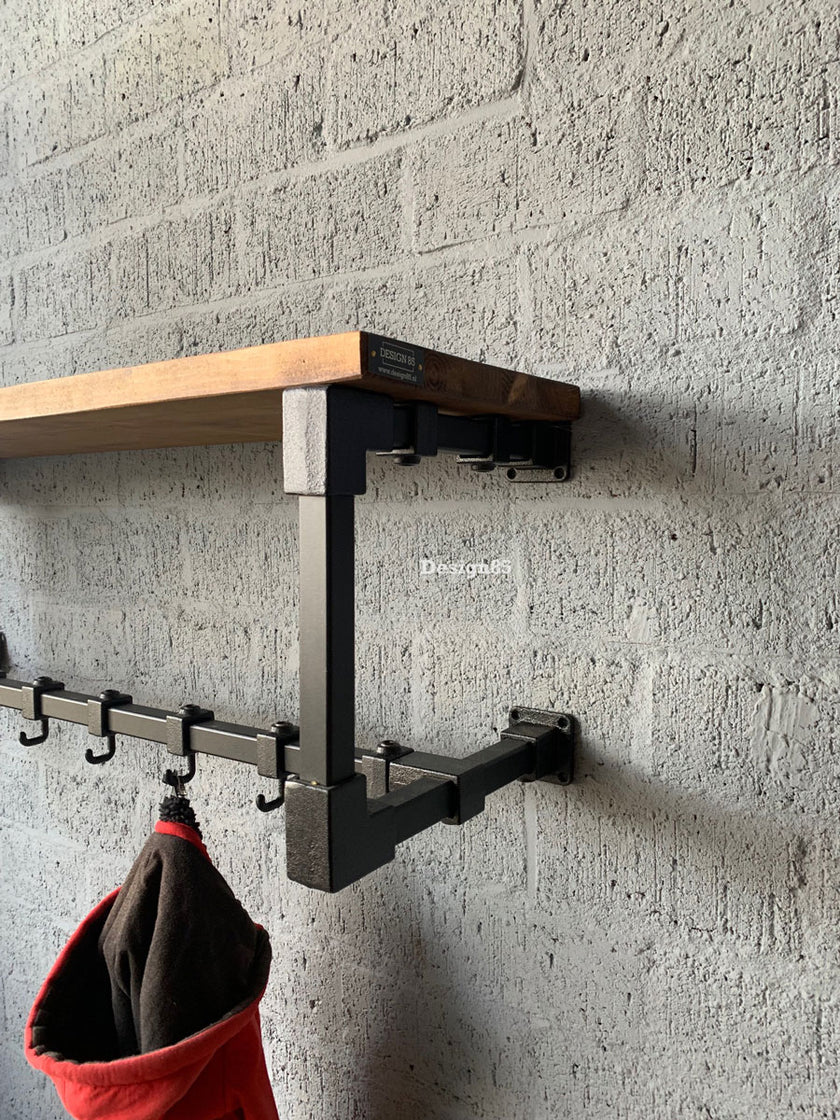 Kapstok Zwart Metaal Hoedenplank