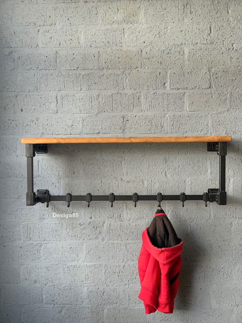 Kapstok Zwart Metaal Hoedenplank