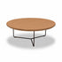 Ronde salontafel eiken met zandkleurig eiken tafelblad en zwart metalen onderstel