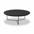 Salontafel industrieel eiken met zwart eiken tafelblad en zwart metalen onderstel