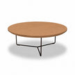 Salontafel industrieel eiken met zandkleurig eiken tafelblad en zwart metalen onderstel