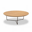 Salontafel industrieel eiken met transparant eiken tafelblad en zwart metalen onderstel