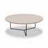 Salontafel industrieel eiken met wit eiken tafelblad en zwart metalen onderstel
