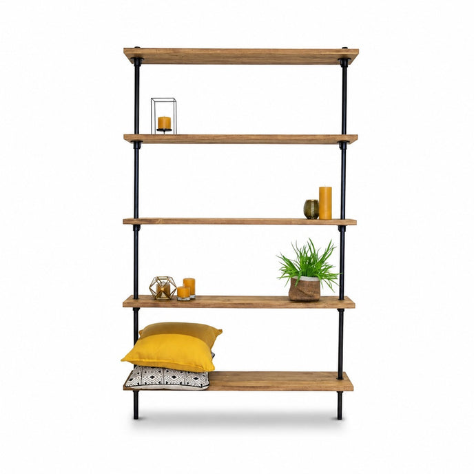 Moderne steigerbuis kast Luxe met vijf houten planken in industriële stijl