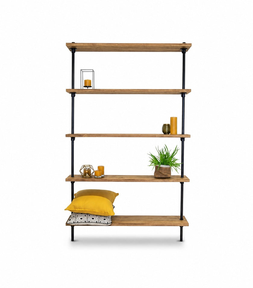 Moderne steigerbuis kast Luxe met vijf houten planken in industriële stijl
