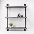 Steigerbuis kast Whisky met open houten schappen en stoer industrieel buizenframe