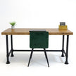 Vintage bureau met bruin houten blad en metalen onderstel