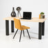 Vintage bureau helder met onbehandeld vurenhouten blad en zwart metalen frame, natuurlijk en robuust bureau